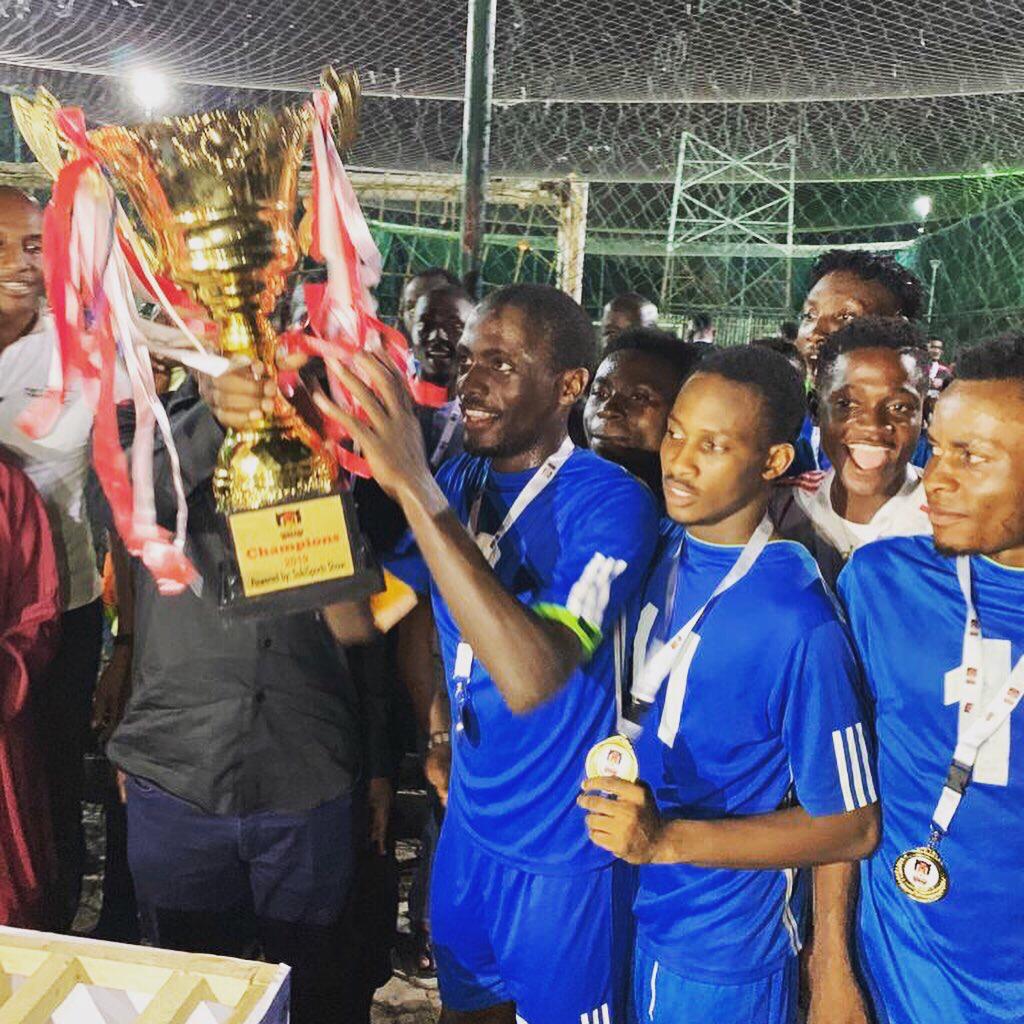 Honorable Ned Nwoko presenting the trophy to the winners FC Hearts