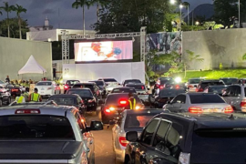 Movie viewing at a drive-in cinema